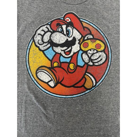 Super Mario Bros Men’s S Graphic Tee Retro Gamer Shirt Vintage Look NintendoGray - Picture 3 of 6